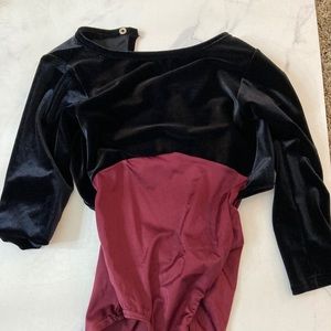 Custom leotard velvet 3/4 sleeve